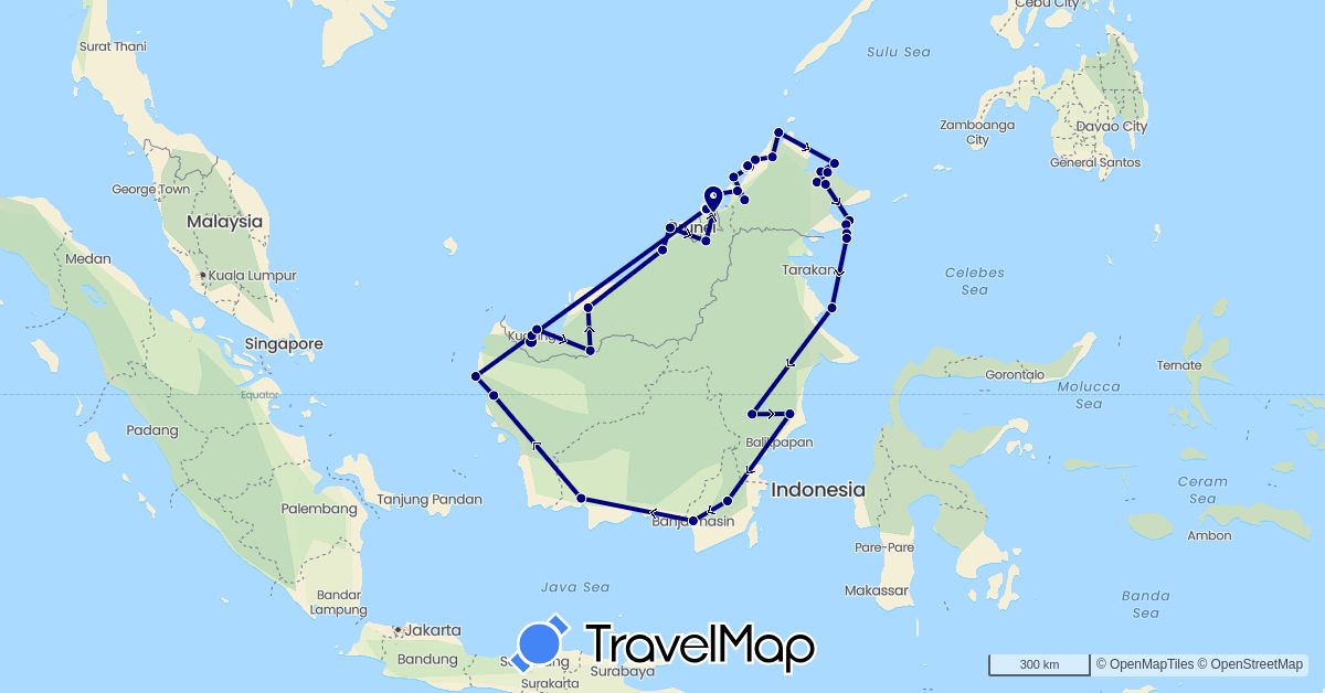 TravelMap itinerary: driving in Brunei, Indonesia, Malaysia, Philippines (Asia)